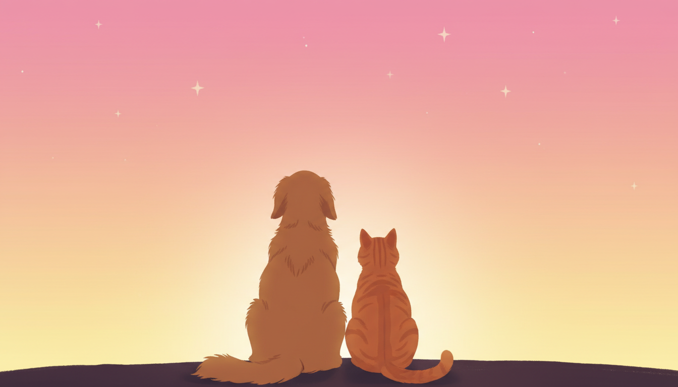 狗猫望夕阳